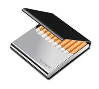 Portable Slim Leather Cigarette Case Ultrathin Lightweight Pocket Carrying Box for Hold 10 Regular Size (Black)