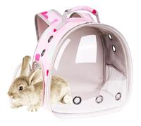 Portable Small Animal Backpack with Pink Flower Printing, Space Capsule Bubble Pet Carrier Cage Travel for Guinea Pig, Rabbit, Hamster, Bird, Bearded Dragon, Sugar Glider, Squirrel, Tortoise, Lizard
