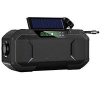 Portable Small Bluetooth Radio, 5000mAh Wind Up Solar Radio, IPX6 Waterproof Rechargeable Emergency Hand Crank Weather Radio with LED Torch Light, SOS Alarm, for Outdoor, Camping ( Color : Black )