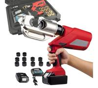 Portable Small Electro Hydraulic Pliers, 16-400mm², 360°Rotating Head+Automatic Reset, Crimping Time: 10-15S,with 12 Molds/ 2 Battery,for Copper/Aluminium Clamps,A