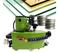Portable Small Glass Edger, Electric Glass Edging Machine, DIY Diamond Glass Art Corner Grinding Edging Machine, Polish Edge Machine for Plane,Curve, Rounded Corner w/8 Diamond Wheels