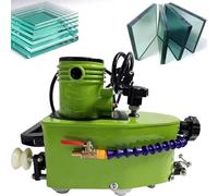 Portable Small Glass Edger, Electric Glass Edging Machine, with 8 Diamond Wheels(6mm/8mm/10mm/12mm) & 2 Polishing Wheels, for Straight Round Bevel Edge Grinding and Polishing Blue