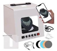 Portable Small Home Photography Studio Light Box, Mini Photo Studio Tent Jewelry Light Box Kit, Booth Shooting Tent with Speed-Adjustable Electric Turntable, 360° Hanging Stand & 4 LED Lights(TB20)
