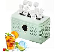 Portable Small Ice Maker, 150W Mini Ice Cube Maker Countertop with 12V/AC Dual Power, Makes 12 Cubes in 15-20min, for Home, Office, Camping, RV, Car, Travel Avocado Green