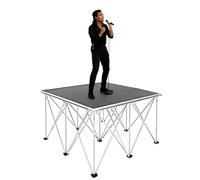 Portable Small Stage Platform 1x1 1.2x1.2m，Square Foldable Performances Stage Riser for Performances at School Concerts Bars， Modular System Stage(LxW 3.3x3.3ft/1x1m,H 23.6in/60cm)