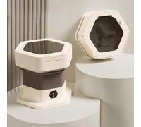 Portable Small Washing Machine, 8L Mini Foldable Washer with Dehydration, for Underwear, Baby Clothes Socks and Small Items, Apartments, Dorm,RV(Brown)