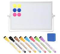 Portable Small Whiteboard A4,Double Sided Dry Erase Desktop Whiteboard,Schedule Board with 8 Pens 1 Eraser 6 Magnets,Magnetic Board Kids with Stand for Kid Student School Home Office Drawing(30×20cm)