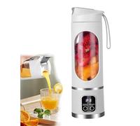 Portable Smart Blender Juicer, 12-Blade Ice Crusher With LED Digital Display, USB Rechargeable 450ml/15.84oz Compact Shake Maker for Smoothies juice white 3.7V 1300mAh