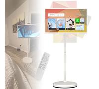 Portable Smart Screen with Remote, Mobile Stand, Touch Monitor, Wireless Rolling TV on Wheels, Built-in Battery Full Swivel Rotation