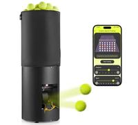 Portable Smart Tennis Ball Machine, Professional Tennis Ball Shooter via App, AI Customisable Training Modes, 130+Ball Capacity, 4hs+Battery,for all Stages Players, Coaches and Tennis Academies-Black