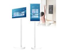 Portable Smart TV 1080P Touch Screen Monitor on Wheels, 15000mAh Battery, Mobile TV Stand, Rotatable Tablet - 6GB RAM/128GB Storage