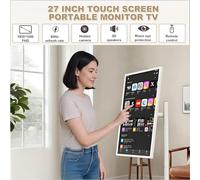 Portable Smart Tv, 27-Inch Full Hd Touchscreen, Portable Touchscreen Monitor, With Wheels And Remote Control, 7-Hour Battery Life,Wireless/Wired Screen Mirroring, Smart Rotating Display 8+128GB