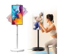 Portable Smart TV on Wheels, Android 1080p Touchscreen Monitor with Stand, ±90° Rotation, Swivel Design, 4GB RAM, 64GB Storage