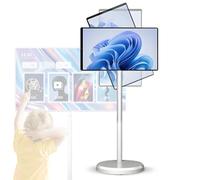 Portable Smart TV on Wheels with Touch Screen Monitor, 8-Core CPU, Built-in 10000mAh Battery, 8MP Webcam, Android 12 OS, Full Swivel Rotation, Remote Control