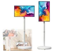 Portable Smart TV with Android OS, Touch Screen, Built-in Battery, Wheels for Mobility, Rotatable Display for Versatile Viewing