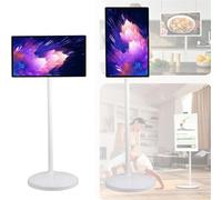 Portable Smart TV with Android OS, Wireless Touch Screen, Rolling Stand, and Rotatable Design for Bedroom Use