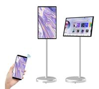 Portable Smart TV with Touch Screen and Wheels, Built-in Battery for Mobile Entertainment