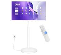 Portable Smart TV with Touchscreen Display, Rolling TV on Wheels, 8MP Webcam, Android OS, 8GB RAM, 128GB Storage, 10000mAh Battery, Full Swivel Rotation