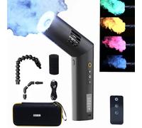 Portable Smoke Machine, Handheld Fog Machine with Remote Control, RGB Lights, 3 speed wind adjustable, 25 levels fog adjustable,for Photography, Outdoor Events, Party, Stage Effects or Weddings