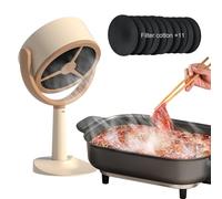 Portable Smoke Purifier, Desktop Wired Kitchen Range Hood with Detachable Filters, Portable Exhaust Fan with 12 Activated Charcoal Air Filter, Mini Removable Cooker Hood for Smoking, Indoor BBQ