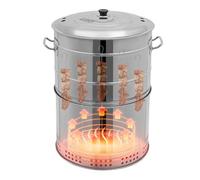 Portable Smokeless Stainless Steel Charcoal Grill 2 in 1 Kebab BBQ Grill for Picnics Camping Travel Parties Beaches(Big)