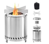 Portable Smokeless Tabletop Fire Pit - Stainless Steel Design for Outdoor and Camping Use, Includes Travel Bag