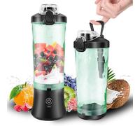 Portable Smoothie Blender 600ML, Leakproof Lid, Sip Spout, Powerful Cordless Blender Smoothie Maker, Travel Handheld Mini Blenders Machine with 6 Blades, Blends Ice, Frozen Fruit, Black