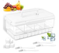Portable Snackle Box Container with Ice Pack,4 Compartment Divided Serving Tray Food Snack Container Box with Lid and Handle,Cooling Travel Charcuterie Boxes for Fruits,Veggies,Snacks(White)