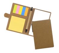 Portable Snap-on Notepad Snap Note Pad Ballpoint Pen Set with Compact Sticky Notes Index Stickers Diy Scrapbook Paper Notebook for School Office Brown