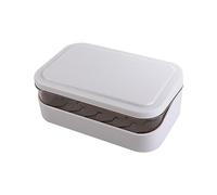 Portable Soap Box,Travel Soap Container with Lid,Double Layer Soap Dish,Drain Soap Case,Plastic Sponge Plate,Soap Case for Bathroom(white)
