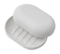 Portable Soap Dish with Lid - Leakproof Travel Soap Case for Shower - Compact Oval Container for Bathroom Sink - White PP Material 11.2cm(White)
