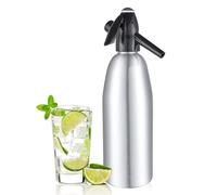 Portable Soda Maker, 1L Sparkling Water Maker Aluminum Soda Siphon, Soda Machine for Homemade Seltzer, Cocktails, Fizzy Drinks, Mojitos, Home & Bar Use, NO CO2 Cylinders Included (Silver)