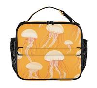 Portable Soft Bag Water Resistant Girls Lunch Box Adjustable Shoulder Strap Lunch Coolers for School Office Camping Picnic Yellow Jellyfishes Simple