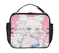 Portable Soft Bag Zip Pockets Mens Lunch Box Adjustable Shoulder Strap Bag for Beach TravelPeach Baby Anime Girl