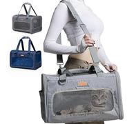 Portable Soft-Sided Carrier for Kittens & Puppies - Airline Approved Pet Travel Bag for Cats & Small Dogs up to 26.45 lbs, Breathable, Comfortable & Collapsible (Grey)