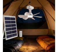 Portable Solar Fan with Illuminated, 2-speed Setup, for Outdoor Camping and Use as a Ceiling Fans, Comes with a Hook, Features 6 Rounded Blades, Operates Quietly, and Provides Indoor Ventilation