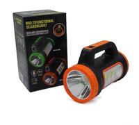Portable Solar LED Flashlight USB Rechargeable for Outdoor | ABS Material, 5 Light Modes, 12-24h Runtime, Portable For Camping Hiking, Green Or Orange