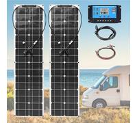 Portable Solar Panel Kit, 400W Flexible Monocrystalline Solar Panel with 40A Charge Controller, 2x200W Off-Grid Power Panel for Boat RV Trailer White