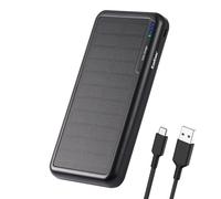 Portable Solar Power Bank, 26800mAh High Capacity Battery Pack, Type-C USB Charger with Solar Panel, Black