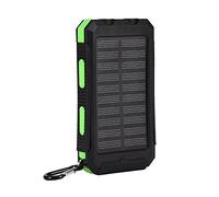 Portable Solar Power Bank DIY Kit, 10000mAh Solar Charger with Dual USB Ports & Flashlight, IP6 Protection, Compass, Fast Charge for Outdoor Camping, Hiking, Travel (Black Green)