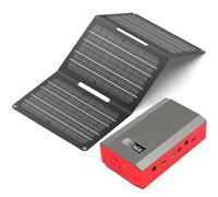 Portable Solar Power Bank with AC Outlet 65W 110V External Battery Pack, 24000mAh Portable Laptop Charger with Foldable Solar Panel 30W for Outdoor Smart Device Camping Hiking Trip Off Grid Backup