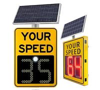 Portable Solar Radar Speed Sign 24"x35" with Remote | Wireless, White Solar Powered Traffic Sign with Your Speed Display for Construction Zones 60x90Yellow