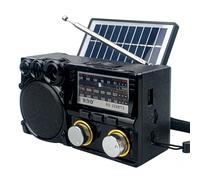 Portable Solar Radio AM FM SW Bluetooth Speaker Loud Sound Transistor Radio Bluetooth with Rechargeable Battery Solar Panel USB Charging for Emergency Support USB/TF Card Music Player (Black)