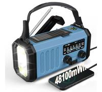 Portable Solar Radio, Dynamo Crank Emergency Radio with 10,000 mAh Power Bank for USB Connection, Battery Operated AM FM Radio, 3 Modes LED Torch, Loud SOS Siren, Best Outdoor Camping Survival Kit