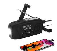 Portable solar radio with AM/FM/NOAA weather,SOS Alarm And Hand Crank Dynamo, rechargeable 2000 mAh battery, USB mobile phone charger, LED torch, for emergencies, camping (black),black