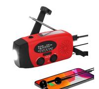 Portable solar radio with AM/FM/NOAA weather,SOS Alarm And Hand Crank Dynamo, rechargeable 2000 mAh battery, USB mobile phone charger, LED torch, for emergencies, camping (Red)