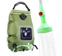 Portable Solar Shower Bag 20L, Solar Heated Camp Shower with Upgraded Head | 5 Gallon Foldable Outdoor Bathing Gear for Hiking, Backpacking, Beach, Traveling, Army Green Water Reservoir for Campers