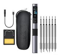 Portable Soldering Iron, for fnirsi HS-02 100W for smart Kit Fast Heating Precise Control USB-C Constant Temperature Station Pen Home Repair(6 soldering iron tip)
