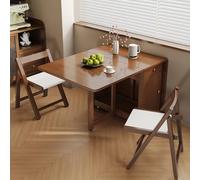 Portable Solid Wood Dining Table with Drop Leaf Swivel Wheels Space-Saving Design for Small Apartments Modern Furniture for Dining Room or Kitchen