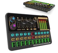 Portable Sound Card, Voice Changer Device,Multi Functional Live Streaming Sound Card with LED Light, BT 5.0,5 Scene Modes/12 Electronic Sounds/16 Kinds Of Atmosphere Effects
